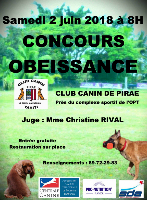 Concours Canin Le 2 Juin 2018 à Pirae – Association Canine Territoriale ...